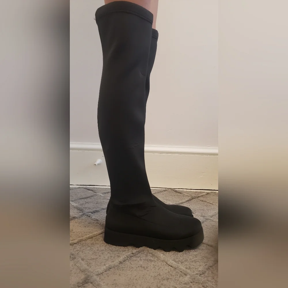 Issey Miyake × UN Bounce over the knee boots Size 37 (US 7) Black 1.5" platform - Picture 2 of 6